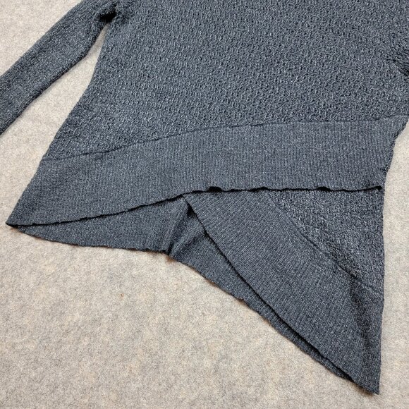 Free People Waffle Knit Wrap Hem Sweater Women’s Small Blue Cotton Blend - Picture 3 of 10